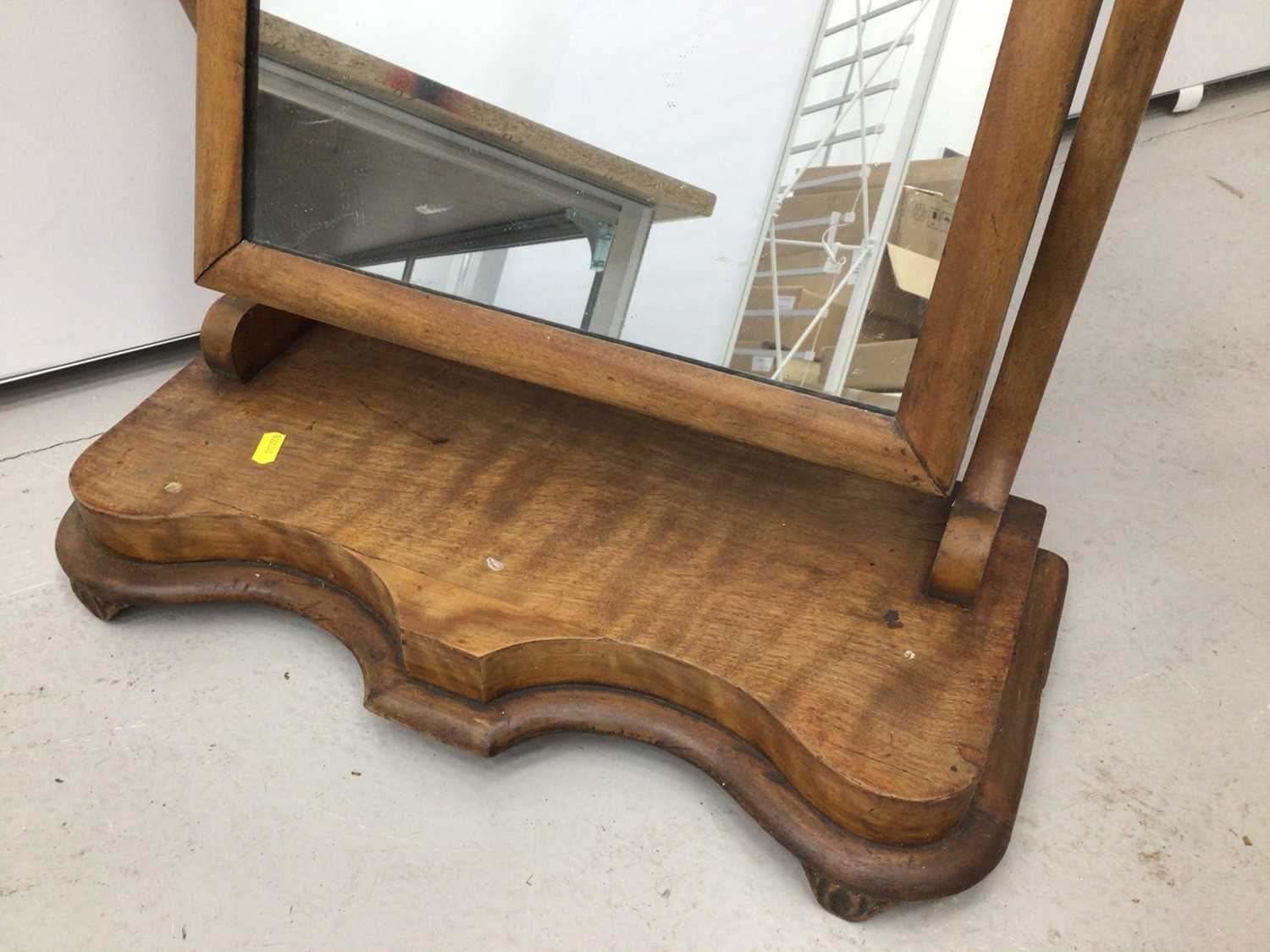 Victorian walnut dressing table mirror, together with small oak bureau and prie Dieu chair - Image 3 of 13