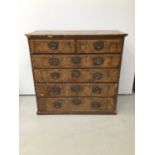 18th century walnut crossbanded chest of two short and four long drawers