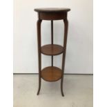 Edwardian inlaid mahogany three tier plant stand