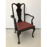 George I style mahogany open elbow chair