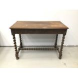 1920s oak hall table with barley twist stretcher, together with two chairs