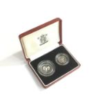 Coins- 1990 Silver 5 Pence 2 Coin Set in Royal Mint fitted case