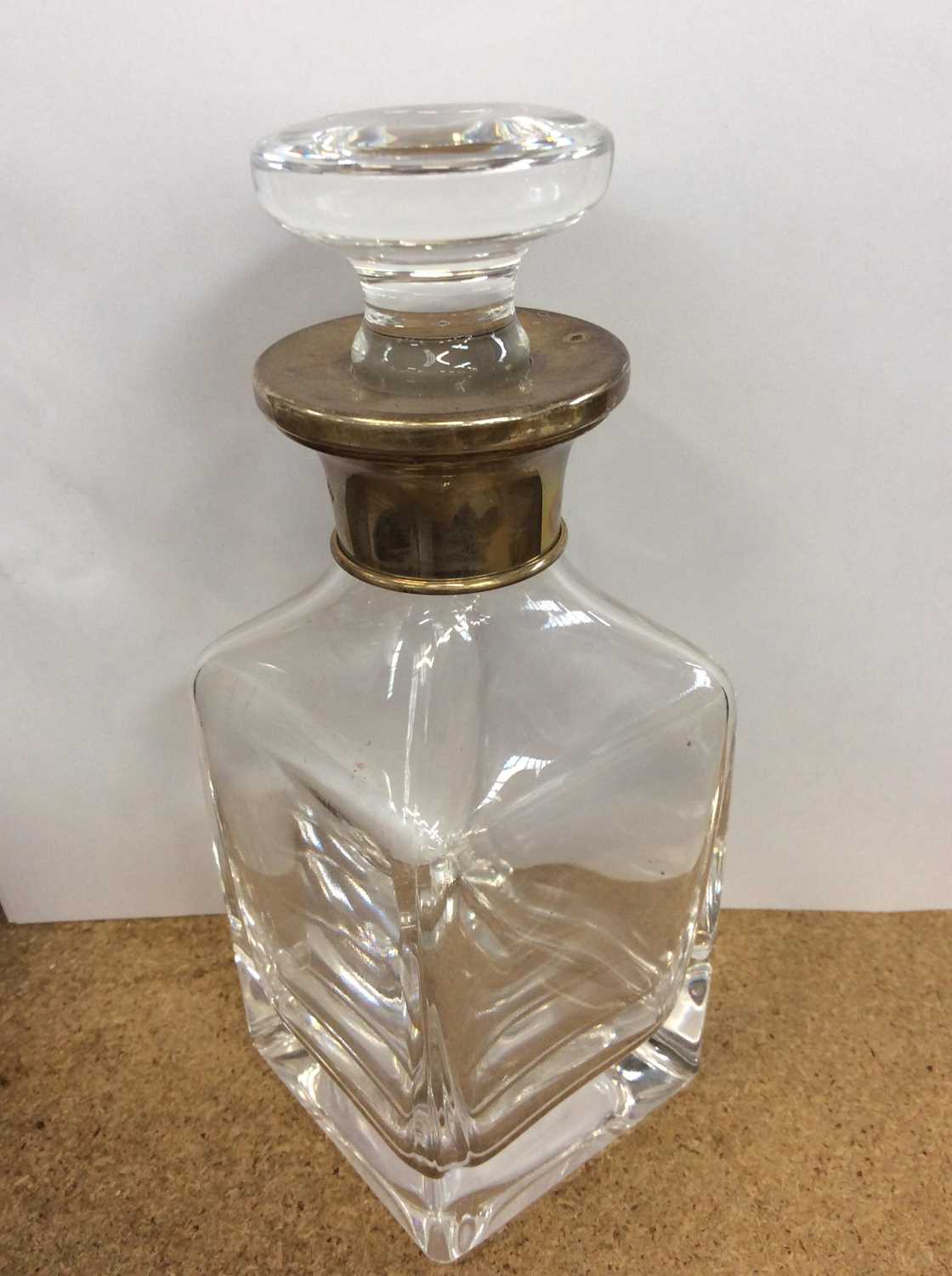 Silver mounted tapered glass spirit decanter, together with a silver gilt mounted glass scent bottle - Image 7 of 7