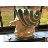 Unusual Victorian Derby Porcelain Spill vase in the form of a Conch shell, supported by a Sea Horse