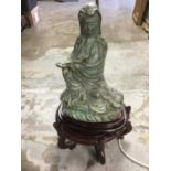 Chinese bronze figure mounted as a table lamp