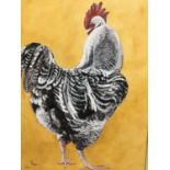 Jean Maze, contemporary, gouache - a chicken, signed, framed