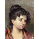 Attributed to Eugene von Blass (1843-1932), oil on canvas, A pretty young Italian girl, in gilt fram