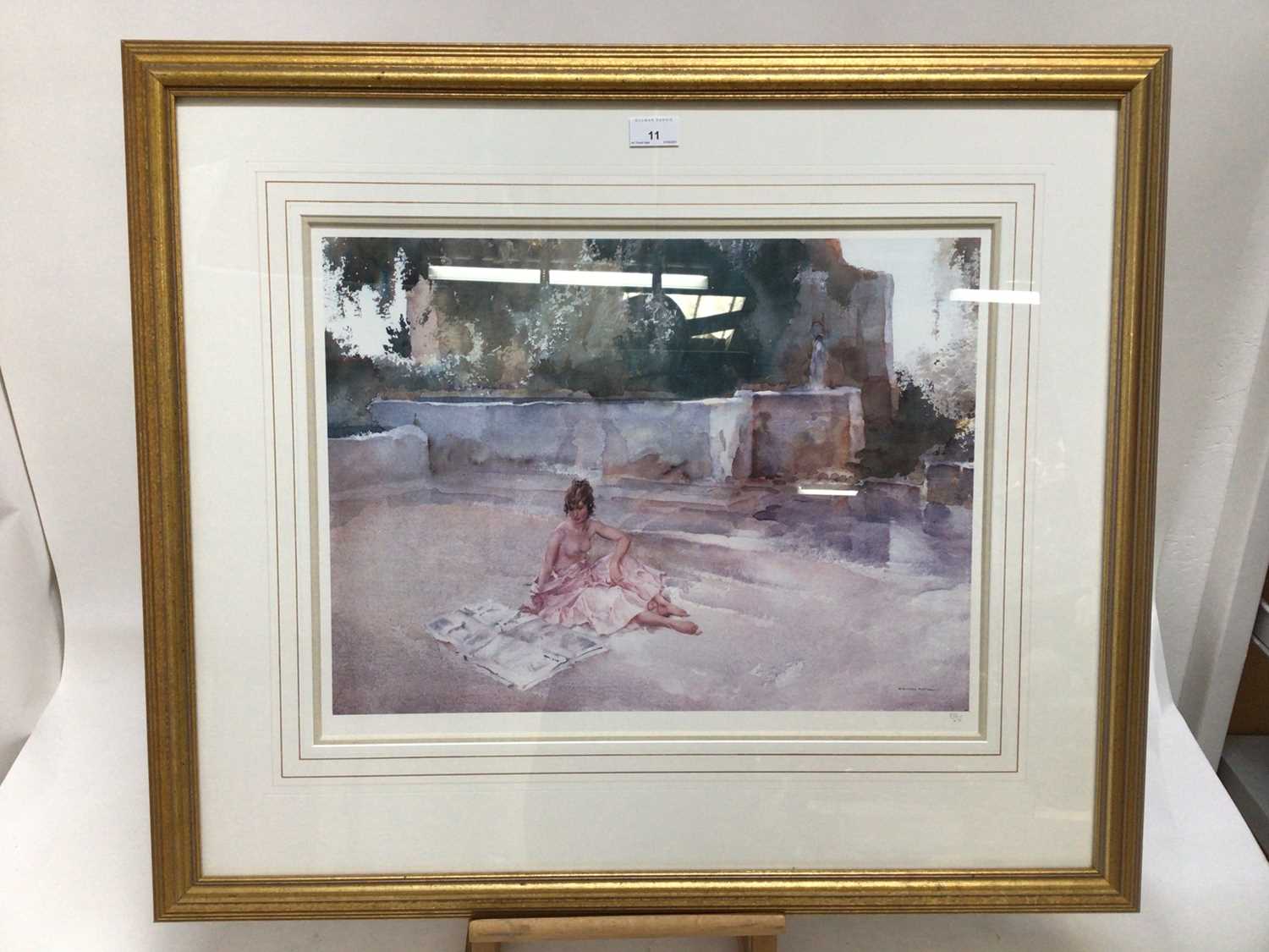 William Russell Flint (1880-1969) limited edition colour print - semi-clad female before a fountain, - Image 2 of 4