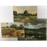 Three early 20th century landscape watercolours, inscribed verso - Ella Steveking Mrs Ella Crum 1904