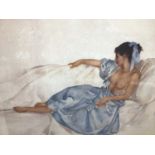 William Russell Flint (1880-1969) limited edition colour print - reclining semi-clad female, 656/750
