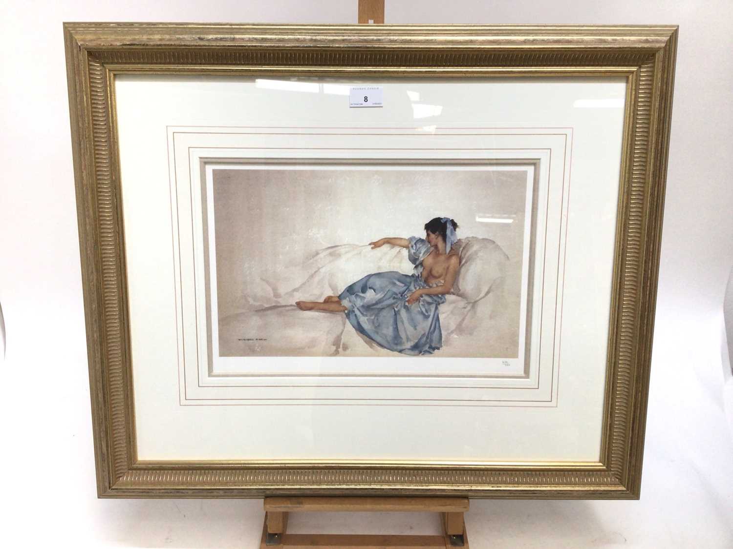 William Russell Flint (1880-1969) limited edition colour print - reclining semi-clad female, 656/750 - Image 2 of 6