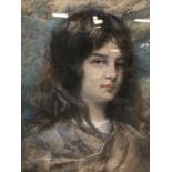 Pastel portrait of a lady in glazed oak frame