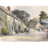 Alfred H Hart, watercolour, street scene