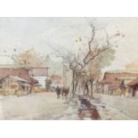 Early 20th century watercolour street scene, possibly Far Eastern subject, unsigned