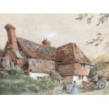 Cheverton White (1830-c.1905) pair of watercolours - charming views of country cottages, signed 26cm