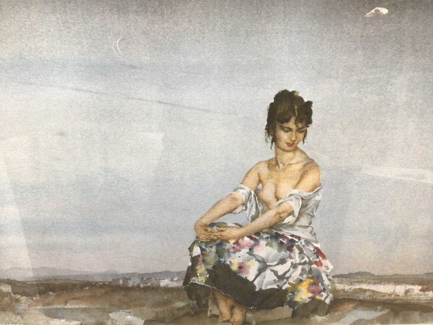 William Russell Flint (1880-1969) limited edition colour print - seated female figure in landscape,