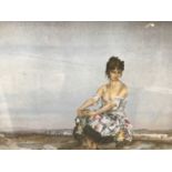 William Russell Flint (1880-1969) limited edition colour print - seated female figure in landscape,