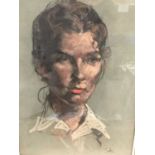 Aubrey Sykes, 20th century, pastel on paper - portrait of a young lady, signed, 60cm x 45cm, in glaz