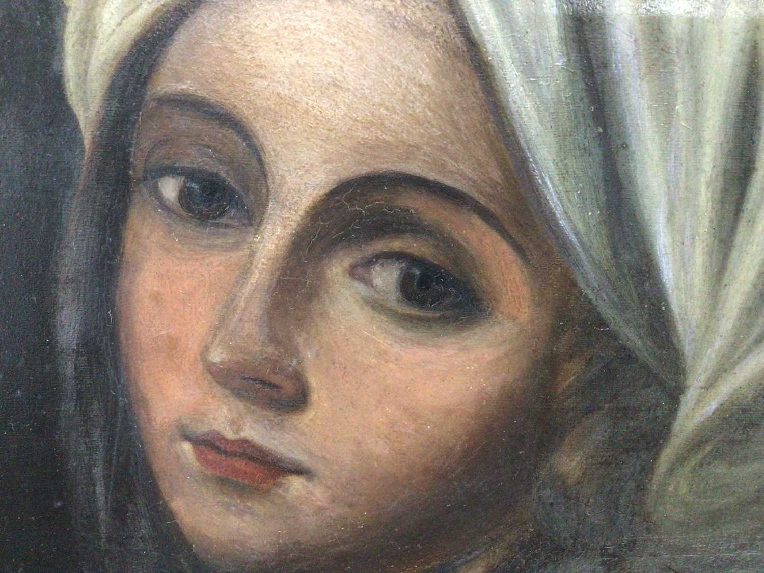After Guido Reni, oil on canvas laid on board - portrait of Beatrice Cenci, 49cm x 39cm, in gilt fra - Image 3 of 6