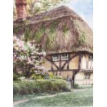 William Harford watercolour- cottage scene, signed, glazed frame, 17 x 13cm