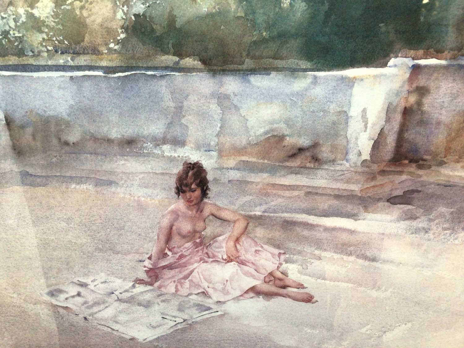 William Russell Flint (1880-1969) limited edition colour print - semi-clad female before a fountain,