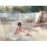 William Russell Flint (1880-1969) limited edition colour print - semi-clad female before a fountain,