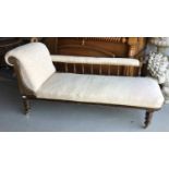 Cream upholstered mahogany chaise