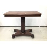 Late Victorian mahogany adjustable reading table, with hexagonal column raised on plateau base, 91cm