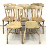Five country stick back kitchen chairs