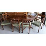 Good quality George III style mahogany dining table and six chairs by Redman & Hales of Hatfield Pev