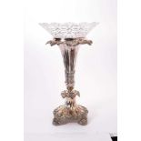 Impressive 19th century silver plated table centre with tapered central column, relief decoration of
