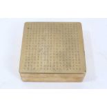 Chinese brass box with engraved calligraphy to lid
