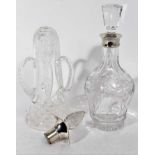 Elizabeth II cut glass decanter with silver collar, (Birmingham 1969), maker C. J. Vander Ltd, 29.5c