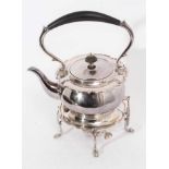 Early 20th Century Silver plated spirit kettle of cauldron form, with domed cover with ebony finial