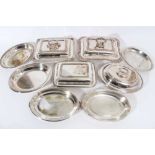 Near pair of 19th Century silver plated entrée dishes of rectangular form together with a quantity o