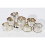 George VI silver napkin ring, (Sheffield 1942) together with a group of seven other silver napkin ri