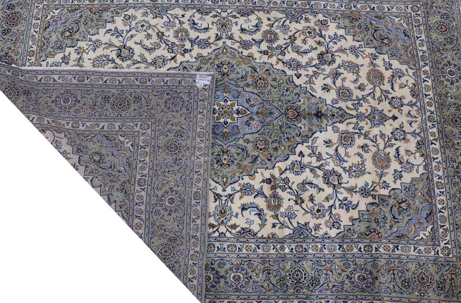 20th century Persian Kashan rug with central lozenge shaped medallion, scrolling floral and foliate - Image 2 of 10
