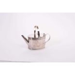 Early 20th century silver plated watering can of oval form with reeded decoration, hinged cover and