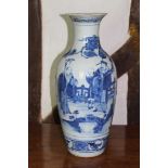 18th century Chinese blue and white baluster vase, finely painted with scholars and attendants, 45cm