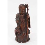 19th century Chinese carved bamboo figure of Shou Lao