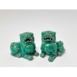 Pair turquoise foo dogs