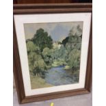 English School, circa 1920s, watercolour- river landscape