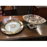 Royal Crown Derby Imari pedestal dish and a hand painted gilt Duchess plate (2)