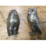 Pair of silver plated novelty owl pepperettes
