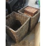 Two wicker hampers and two large wicker baskets