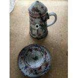 18th Century Chinese porcelain coffee pot together with a Chinese porcelain teabowl and saucer with