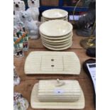 Creamware asparagus service, including two serving dishes and twelve plates (14)