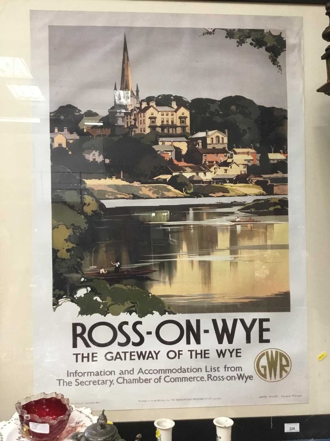 Reproduction print of a GWR poster 'Ross-On-Wye', in glazed frame