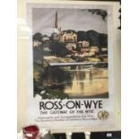 Reproduction print of a GWR poster 'Ross-On-Wye', in glazed frame