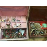 Collection of costume jewellery, cased cutlery etc